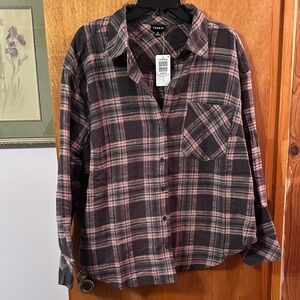Torrid Black and Pink Plaid Shirt. New. Size 0